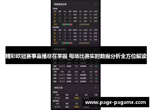 精彩欧冠赛事直播尽在掌握 每场比赛实时数据分析全方位解读
